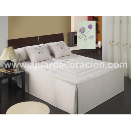 Edredón Algodón Jacquard Volante Mathilde + Cojines a precio barato Color  Gris Medidas Cama 135 cm