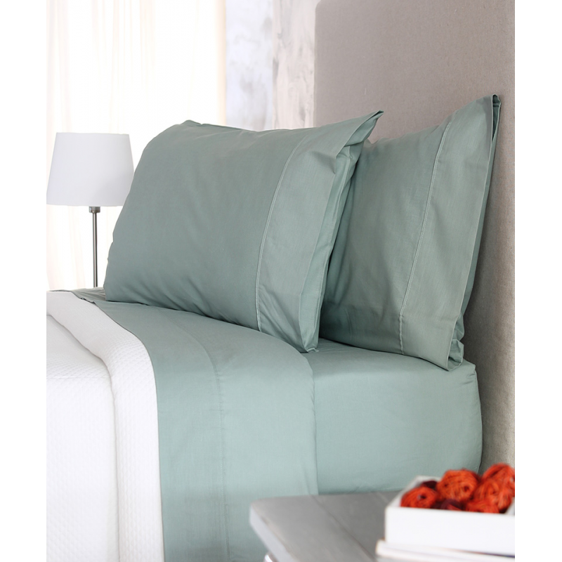 Sábana bajera de punto ajustable 100% algodón verde cama 150/160 cm  AQUAMARINE