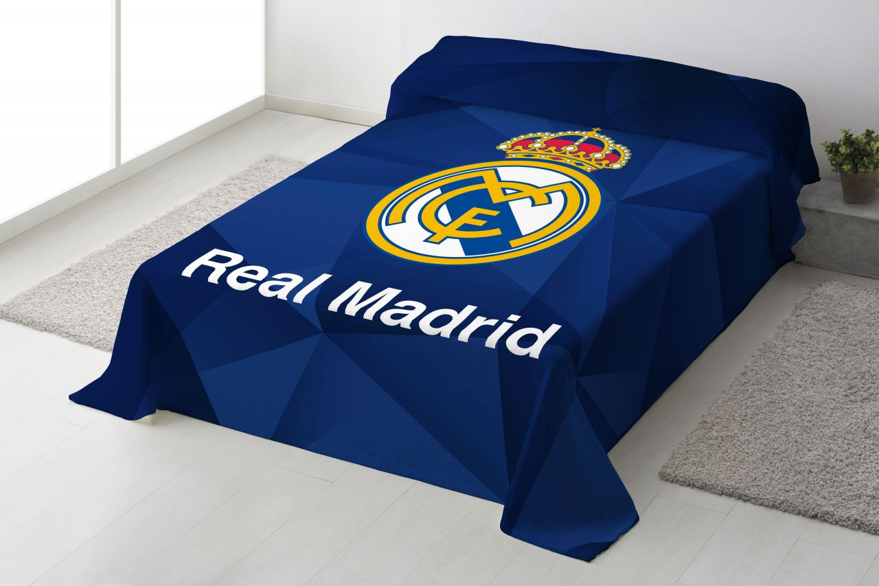  Real Madrid Juego de manta individual de 2 piezas con forro de  sherpa y 1 funda de almohada : Hogar y Cocina