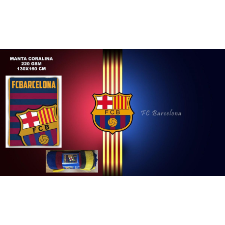 Manta F.C. Barcelona coralina 130x170 cm