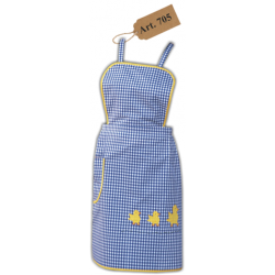 Delantal cuadros pollos bordado