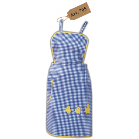 Delantal cuadros pollos bordado