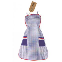 Delantal cuadros bolsillo liso 930