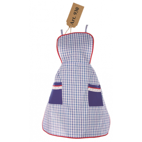 Delantal cuadros bolsillo liso 930