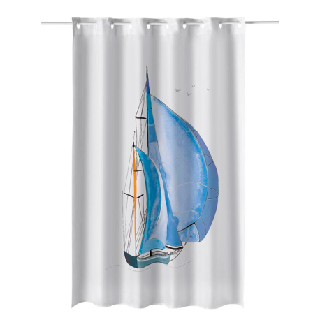 Cortina de baño con ollados Sail barco