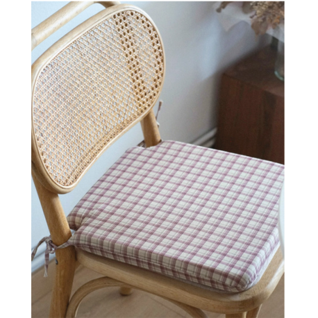 Cojín silla Libe cuadros rosa