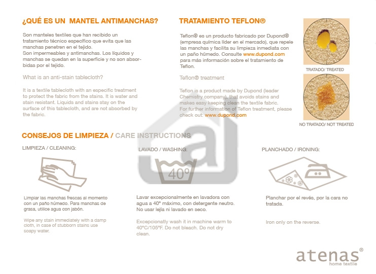 Recomendaciones de lavado para manteles antimanchas: